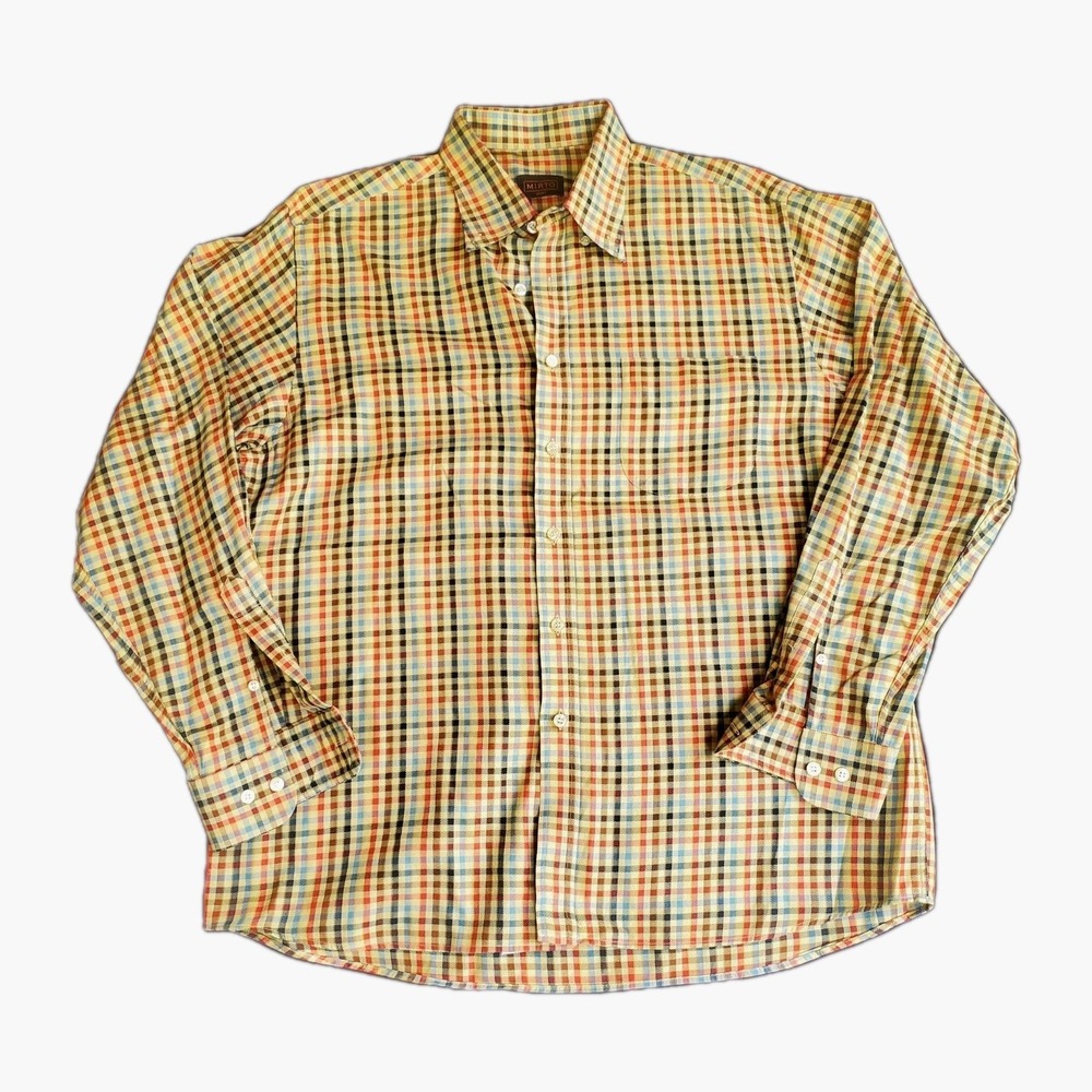 Mirto Sport Men's Multi-Color Plaid Long Sleeve Button-Down Shirt‎ Size Large